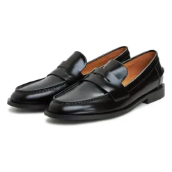 Cesare Gaspari Loafers*Læder Loafers med Blokhæl - Patent Sort