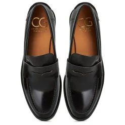Cesare Gaspari Loafers*Læder Loafers med Blokhæl - Patent Sort