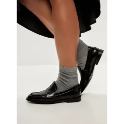 Cesare Gaspari Loafers*Læder Loafers med Blokhæl - Patent Sort