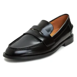 Cesare Gaspari Loafers*Læder Loafers med Blokhæl - Patent Sort
