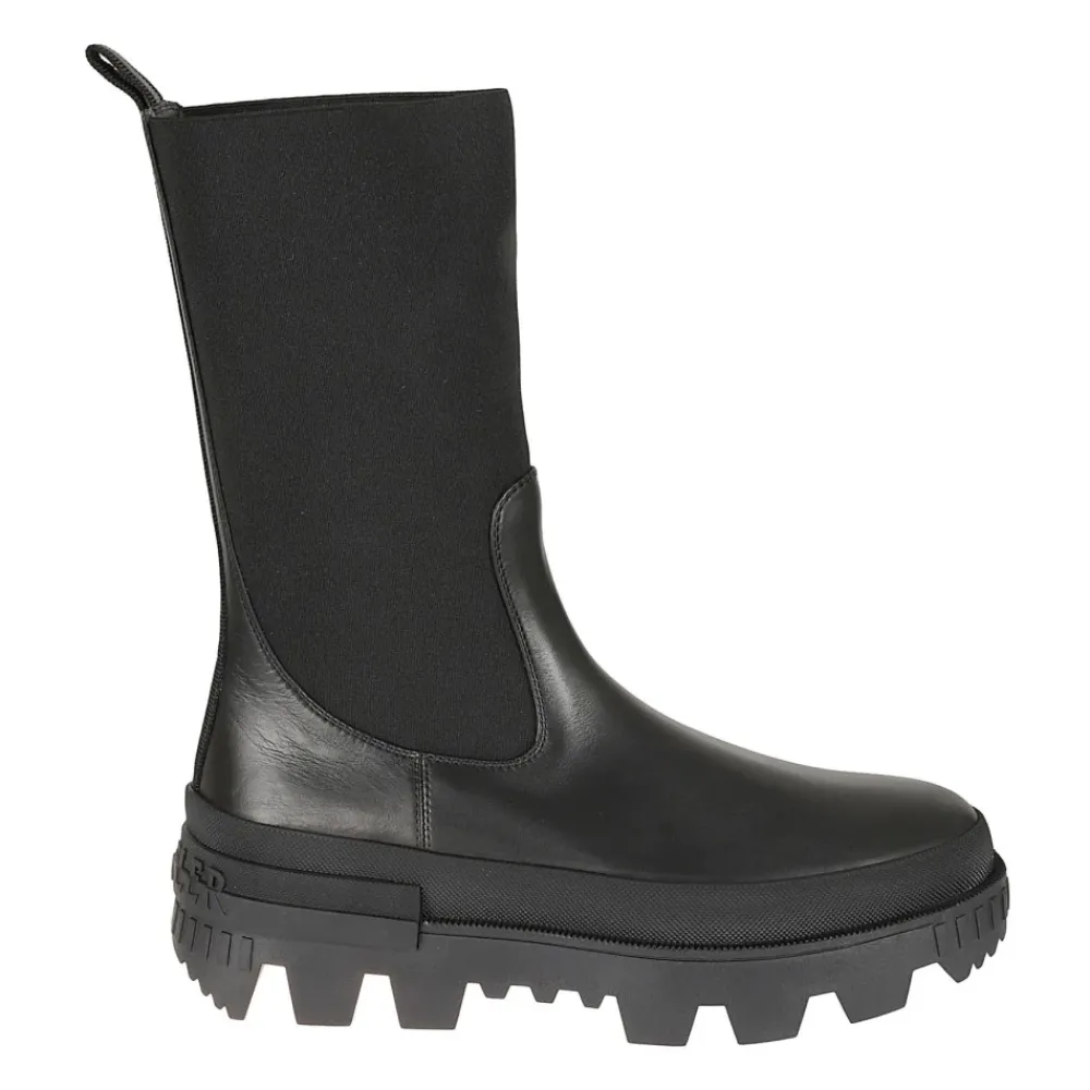 Moncler Chelsea Boots*Læder Logo Støvler Sort