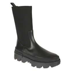 Moncler Chelsea Boots*Læder Logo Støvler Sort
