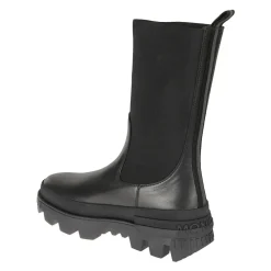 Moncler Chelsea Boots*Læder Logo Støvler Sort