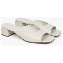 Estro Stiletter*Læder Mules med Lav Hæl Hvid