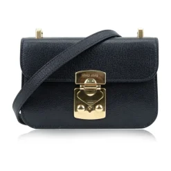 Miu Miu Skuldertasker*Læder Skuldertaske med Tryklås Sort