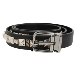 Dolce & Gabbana Bælter*Læderbælte med sølvfarvet spænde og nitter Sort