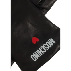 Moschino Handsker*Læderhandsker med trykt logo Sort
