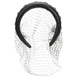 RED Valentino Huer & Kasketter*Læderhårbøjle med nitter og mesh Sort