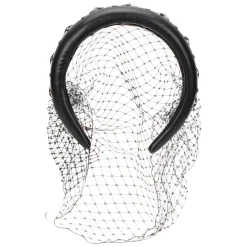 RED Valentino Huer & Kasketter*Læderhårbøjle med nitter og mesh Sort