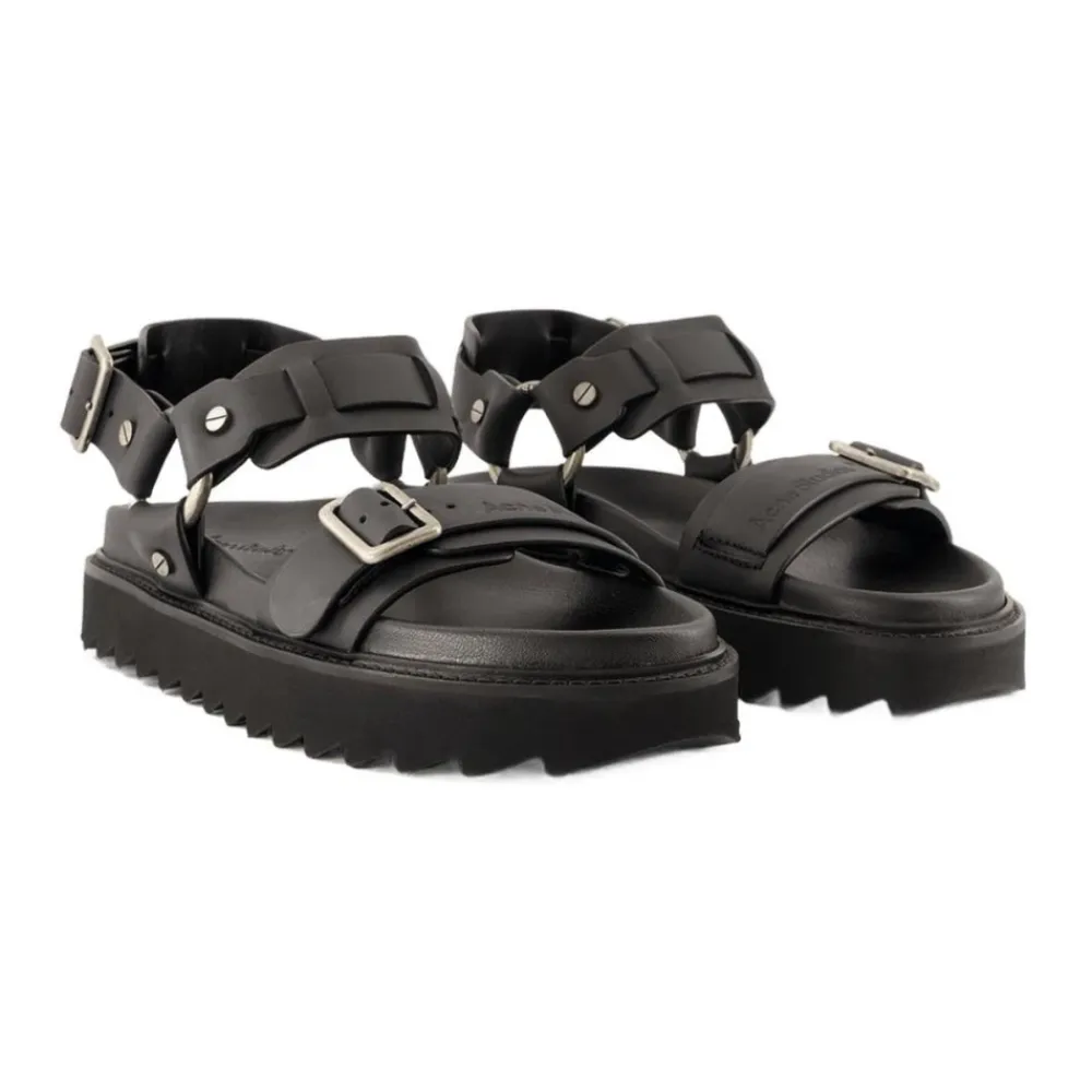 Acne Studios Sandaler*Leather Buckle Sandal Sort