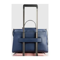 Piquadro Laptop Tasker*Leather laptop women's satchel bag with RFID and shock-absorbing protection Blå