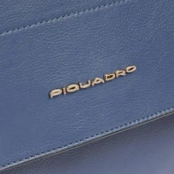 Piquadro Laptop Tasker*Leather laptop women's satchel bag with RFID and shock-absorbing protection Blå