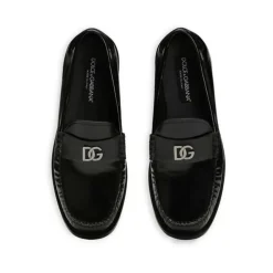 Dolce & Gabbana Loafers*Leather Logo Slip-On Loafers Sort