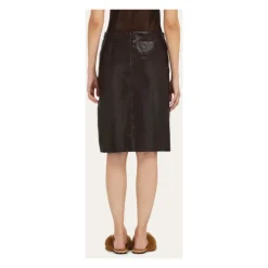 Ferragamo Nederdele*Leather Midi Skirt Brun