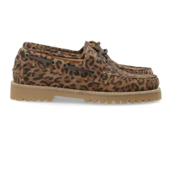 Cashott Loafers*LENA Bådsko Ruskind Leopard Print Brun