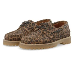 Cashott Loafers*LENA Bådsko Ruskind Leopard Print Brun