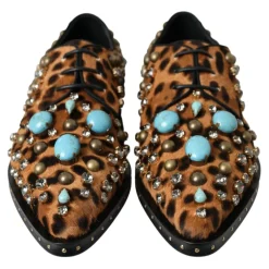 Dolce & Gabbana Snøresko*Leopard Krystal Kjole Sko Multifarvet