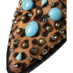 Dolce & Gabbana Snøresko*Leopard Krystal Kjole Sko Multifarvet