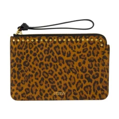 Isabel Marant Clutch*Leopard Print Læder Håndtaske Pung Brun