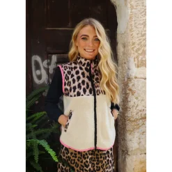 Liberté Jakker*Leopard Teddy Vest Multifarvet