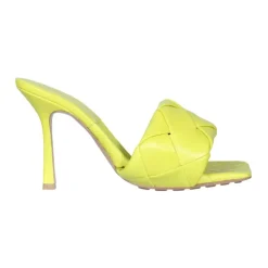 Bottega Veneta Stiletter*Lido vævede læder mules med høje hæle Grøn