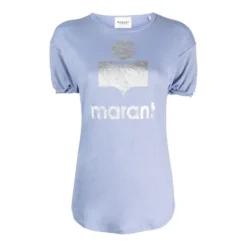 Isabel Marant T-Shirts*Linned T-shirt med Logo Blå