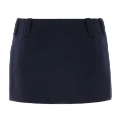 Miu Miu Nederdele*Logo Patch Mini Skirt Blå