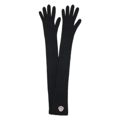 Moncler Handsker*Logo Patch Virgin Wool Long Gloves Sort