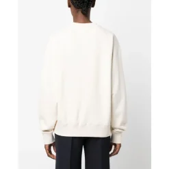 Jil Sander Sweatshirts*Logo Print Bomulds Sweater Hvid