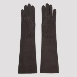 Lanvin Handsker*Long Slim Suede Gloves Brun
