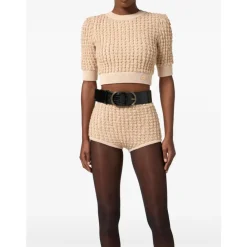 Elisabetta Franchi Bælter*Luksuriøst Læderbælte Nero Sort