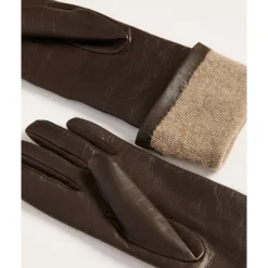 Kiton Handsker*Luksus Læder Cashmere Handsker Brun