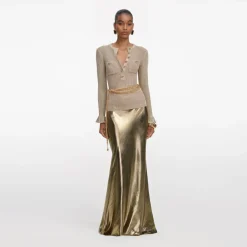 Self Portrait Striktrøjer & Sweatere*Lurex Ribbed Top Gul