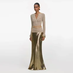 Self Portrait Striktrøjer & Sweatere*Lurex Ribbed Top Gul