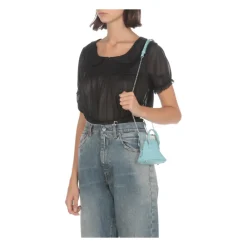 Maison Margiela Bæltetasker*Lyse Crossbody Taske i Pebbled Læder Blå