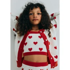 The New Society Striktrøjer & Sweatere*Maqui Cardigan Hearts Jacquard Beige