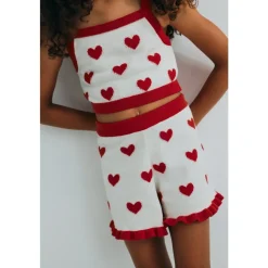 The New Society Striktrøjer & Sweatere*Maqui Cardigan Hearts Jacquard Beige