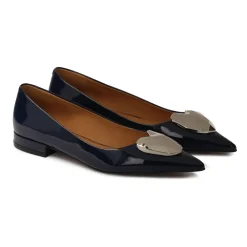 Kazar Ballerina Sko*Marine flade pumps med stor udsmykning Blå