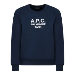 A.P.C. Sweatshirts|Striktrøjer & Sweatere*Marine Sweatshirt med Logo Broderi Blå
