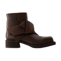 Acne Studios Støvler*Marron Læder Støvler med Firkantet Snude Brun