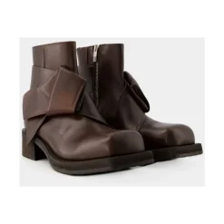 Acne Studios Støvler*Marron Læder Støvler med Firkantet Snude Brun
