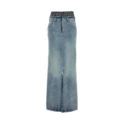 Maison Margiela Nederdele*Maxi Denim Nederdel med Slids Blå