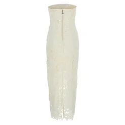 ROTATE Birger Christensen Kjoler*Maxikjole med slids bagpå og blondedetaljer Hvid