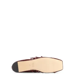 Gucci Ballerina Sko*Mesh Firkantet Tå Læderrem Sko Brun