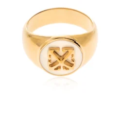 Off White Smykker*Messing ring Gul