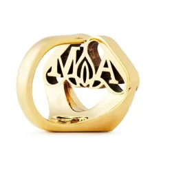 Alexander McQueen Smykker*Messing Segl Logo Ring Lys Antik Gul