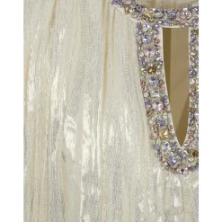 Self Portrait Kjoler*Metallic Ombre Feather Maxi Dress Gul