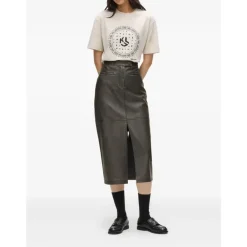 Karl Lagerfeld Nederdele*Midi Kunstlæder Nederdel Sort