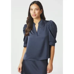 Neo Noir Bluser & Skjorter*Midnight Blue Satin Bluse Blå