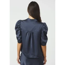 Neo Noir Bluser & Skjorter*Midnight Blue Satin Bluse Blå